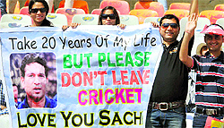 Sachin Tendulkars fans during the second day of the 3rd Cricket Test at the PCA Stadium in Mohali on Friday
