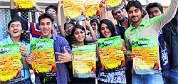 Students in a jubilant mood during the first day of the annual cultural-cum-literary fest Goonj-13 at the University Institute of Engineering and Technology