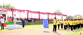 Dr VK Bahuguna, DG, ICFRE, takes the salute at the 12th Annual Games and Sports Meet of the Forest Research Institute (Deemed) University