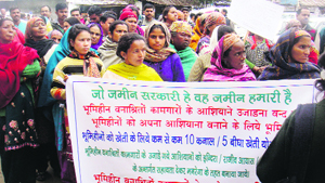 Villagers take out a procession in Palampur on Friday.