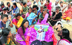 Bereaved family members of CRPF jawan Perumal, killed in a terror attack in 
