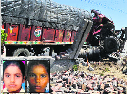 The truck that rammed into the school wall in Ludhiana. Inset: Kulvir (L)