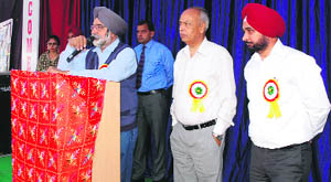 Education Minister Sikandar Singh Maluka addresses the gathering on the concluding day of the annual youth festival held at Guru Kashi University on Saturday. 