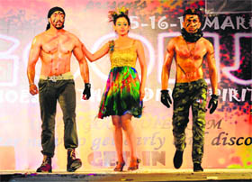 Students of the University Institute of Engineering and Technology during a fashion show at Panjab University on Saturday.