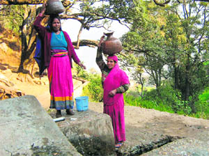 A pond to recharge underground water in Rudraprayag district, Uttarakhand. 