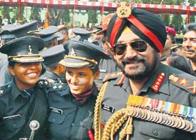 In high spirits Chief of Army Staff Gen Bikram Singh with cadets after their passing out parade at the Officers Training Academy in Chennai on Saturday