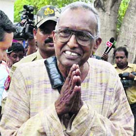 Bidya Bhushan Mahanti, father of Bitti Mahanti, in Cuttack on Saturday