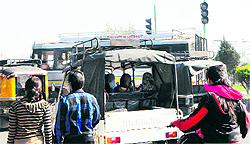 Traffic chaos was witnessed in the absence of traffic lights at the Bhandari roundabout in Amritsar on Sunday