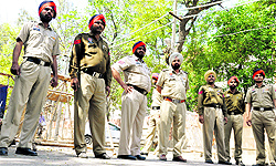 Police personnel have been deployed in strength on the eve of farmers dharna, in Bathinda on Sunday