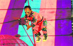 Pappu, a clown, during a circus show.