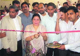 Haryana Education Minister Geeta Bhukkal inaugurates a blood donation camp at Jhajjar on Sunday