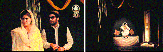 Scenes from an adaptation of Saadat Hasan Mantos play Khudkushi presented by Natrang as part of Sunday Theatre Series in Jammu on Sunday. Tribune photos: Anand Sharma