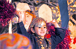 A child performs during the annual function of Maple Bear Canadian Play Way and Nursery School at Lions Club in Ludhiana on Sunday
