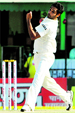 Bhuvneshwar Kumar bowls at full steam on Sunday