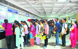 Applicants at the office of the Registration and Licensing Authority in Chandigarh.
