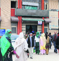 A heavy rush was witnessed at Shri Maharaja Hari Singh Hospital, Karan Nagar, in Srinagar on Monday after curfew was lifted on Saturday. 