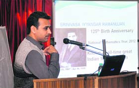 Dr Ashish, assistant professor, PTU, delivers a lecture at the SDP College for Women in Ludhiana