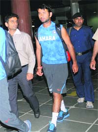 Cheteshwar Pujara at the hospital.  Tribune Photo: Pradeep Tewari