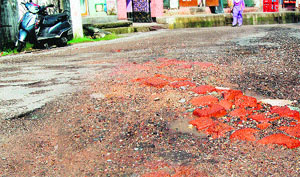 A damaged stretch of the Dharamsala-Palampur road.