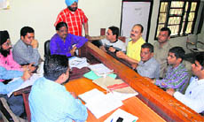 An auction for the contract of canteen being held at the District Administrative Complex in Jalandhar on Tuesday.