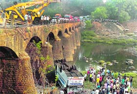The bus that fell into a river in Ratnagiri district of Maharashtra on Tuesday