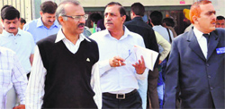 Divisional Railway Manager (DRM), Ambala Division, Pardeep Kumar Sanghi, paid a surprise visit to the Bathinda railway junction on Wednesday morning. Tribune photo: Pawan Sharma