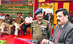 DGP Ashok Prasad addresses a gathering in Jammu on Wednesday