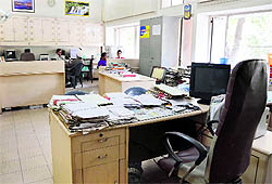 An office at the Mini-Secretariat during a three-day pen-down strike of the ministerial staff in Ludhiana on Wednesday