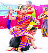 Students perform during the annual function of DAV Centenary Public School in Jagraon
