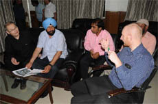 A delegation of the Gestra from Czech Republic meets Mayor Baljit Singh Birbehman in Bathinda on Thursday.