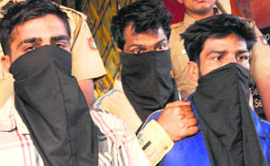 The accused in police custody in Chandigarh on Thursday. 