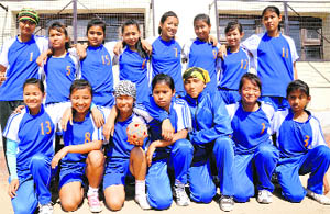 Members of the Manipur sepak takraw team at the Mount Carmel School, Sector 47, in Chandigarh on Thursday. 