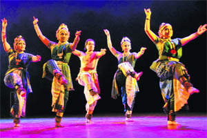 Kuchipudi dancers present an item during the 43rd Pracheen Kala Kendra Nritya and Sangeet Sammelan at the Tagore Theatre in Chandigarh on Thursday. 