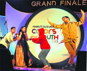 Girls and boys perform at the grand finale of Maruti Suzuki Colour of Youth in Gurgaon