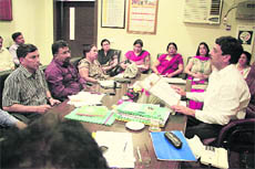 Civil Surgeon Dr RL Bassan chairs the monthly meeting of district health officials in Jalandhar on
