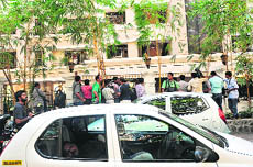 Mediapersons outside Sanjay Dutts house in Mumbai on Thursday.