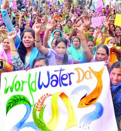 People take out a rally to mark the World Water Day in New Delhi on Friday. Tribune Photo: Manas Ranjan Bhui