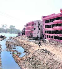 The Lalta Rao nullah near Gujrawalal Bhawan, causing water pollution in the Ganga in Haridwar.