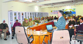 A one-day seminar in progress at the Forest Training Institute and Rangers College at Sundernagar on Thursday.