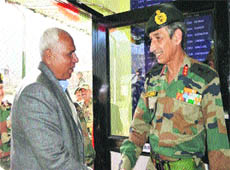 Lt Gen DS Hooda, GOC of 16 Corps, interacts with the DC, Kishtwar, on Friday. 