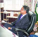 Kashmirs new Divisional Commissioner Shalinder Kumar after taking charge in Srinagar on Friday.