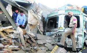 The debris of a jewellery shop in the Main Market on the Ludhiana-Malerkotla road in Dehlon on Friday.