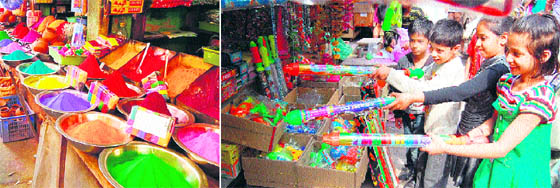As Holi draws near, Amritsar is dotted with mountains of colours and water toys.
