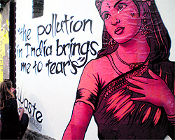 A wall painted by volunteers of Waste Warriors in Dehradun on Saturday