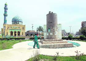 Firdaus Square in Baghdad, where a statue of Saddam Hussein was brought down in 2003