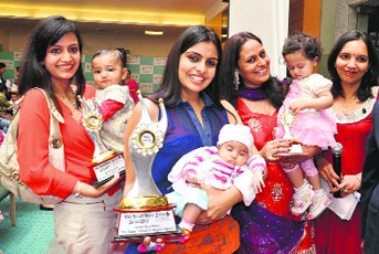 Mothers along with their children in a jubilant mood during the Best Max Mom Contest at Max Super Specialty Hospital