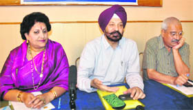 DS Saroya (C), director, North Zone cultural centre, Patiala, addresses mediapersons in Jammu on Sunday.