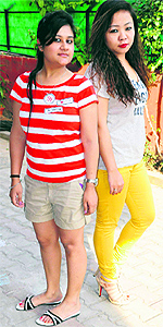 Milli Madaan & Pooja Rai sport shorts and coloured pants