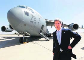 US Secretary of State John Kerry on his arrival in Baghdad on Sunday
