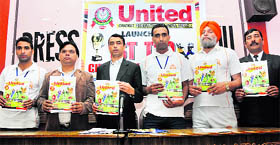 Members of the United Cricket Federation of India (UCFI) launch the 1st J&K T20 Championship 2013 in Jammu on Monday.